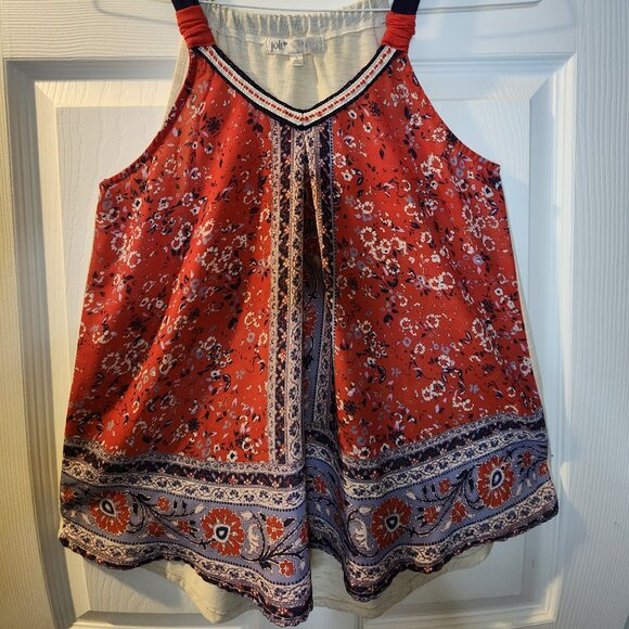 Jolt Floral Red and Blue Small Womens Tank Top - Picture 6 of 9
